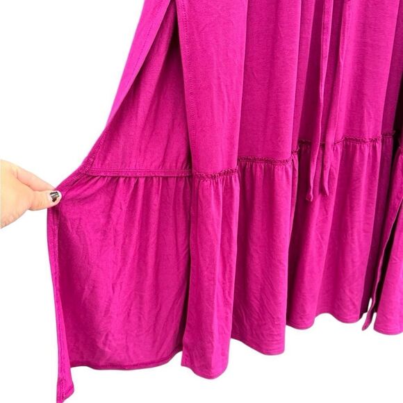 NWT Cato Women's Pink Ruffle Neckline Maxi Dress w/ Wrap Tie Size Large - Picture 2 of 7